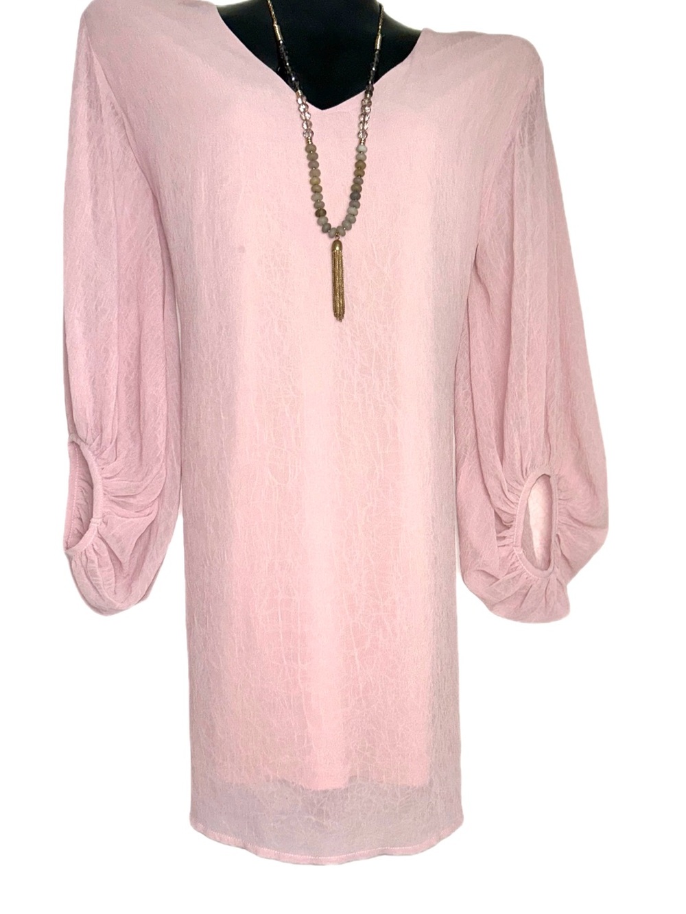 Soft Pink Bubble Sleeve Shift Dress